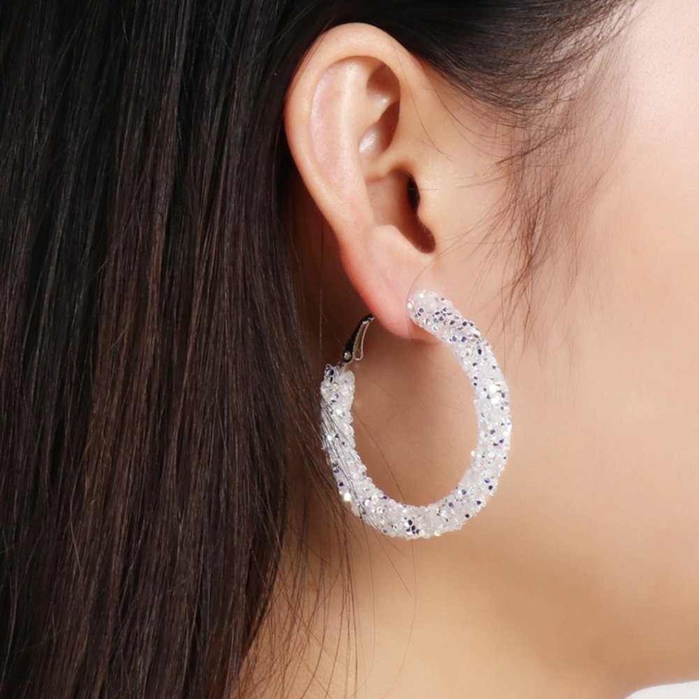💎 Colorful Summer Hoop Earrings - White